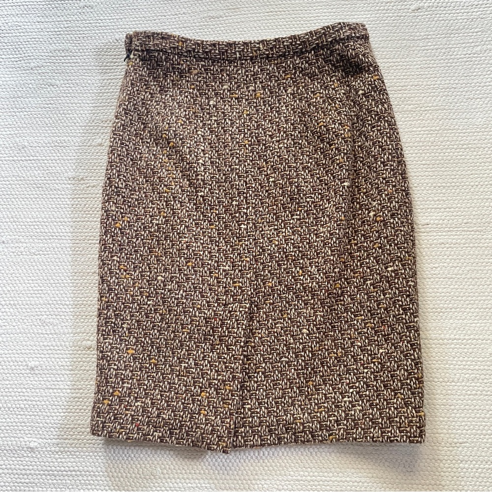Ann Taylor LOFT Brown Tweed Lined A-Line Pencil Skirt Above Knee Length Size 2P - Picture 2 of 6